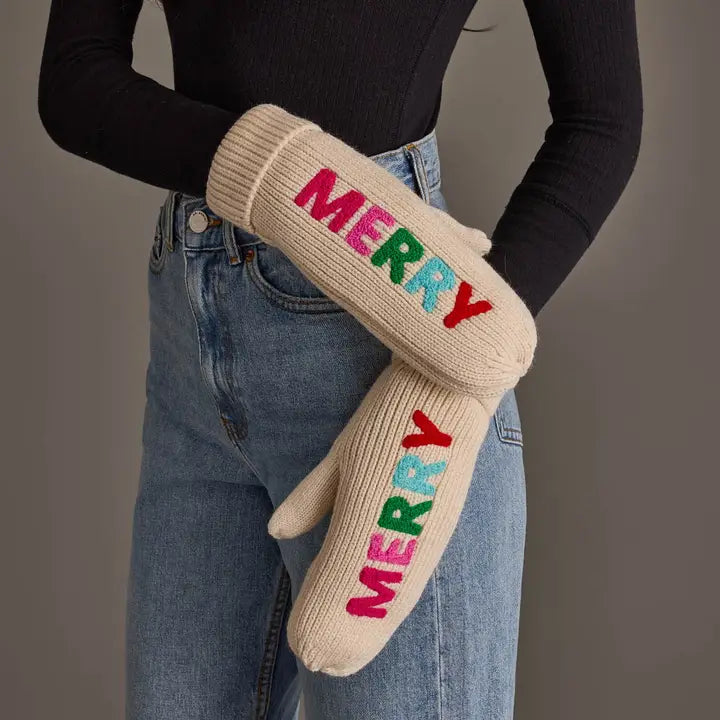 M-445 Beige Merry Knit Mittens