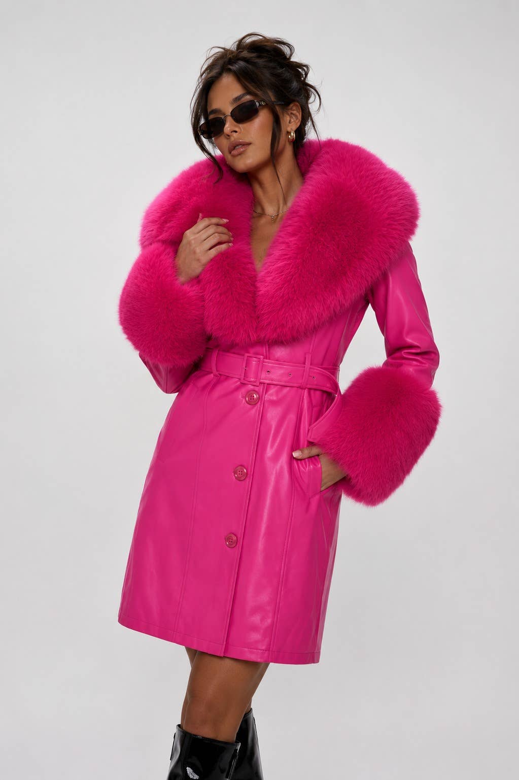 L414L1: Emberlong Vegan Leather Coat