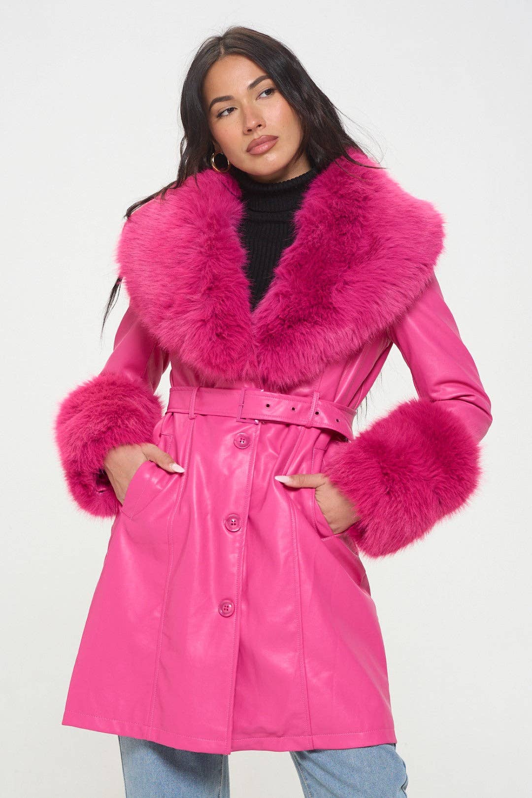 L414L1: Emberlong Vegan Leather Coat