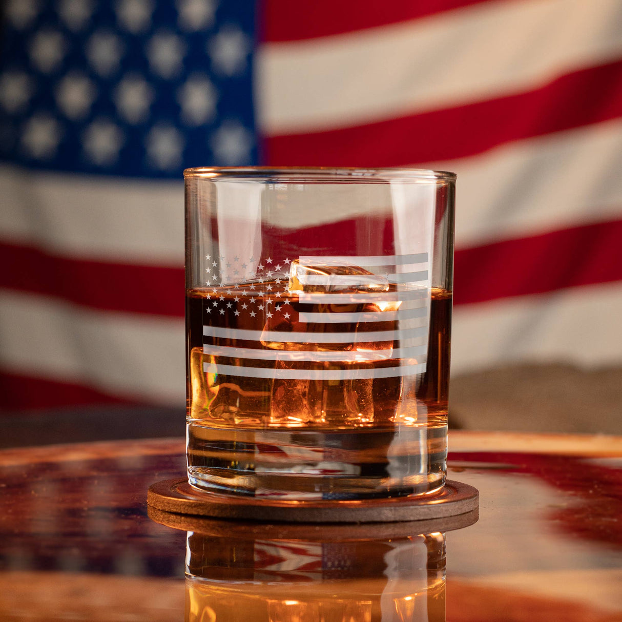 American Flag Whiskey Glass