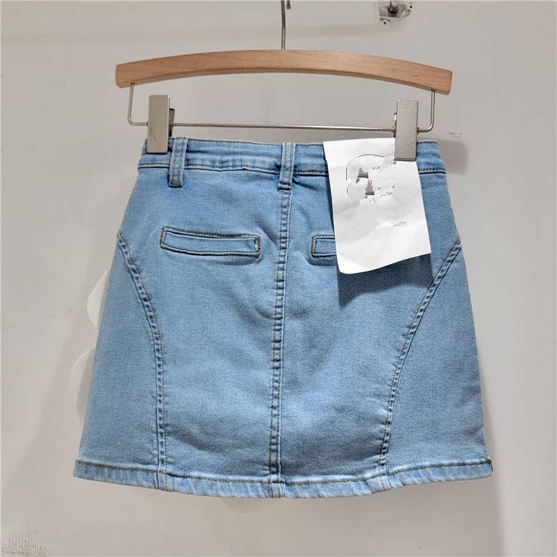 SK057Y Spring and Summer 3D Large Flower Denim Short Skirt