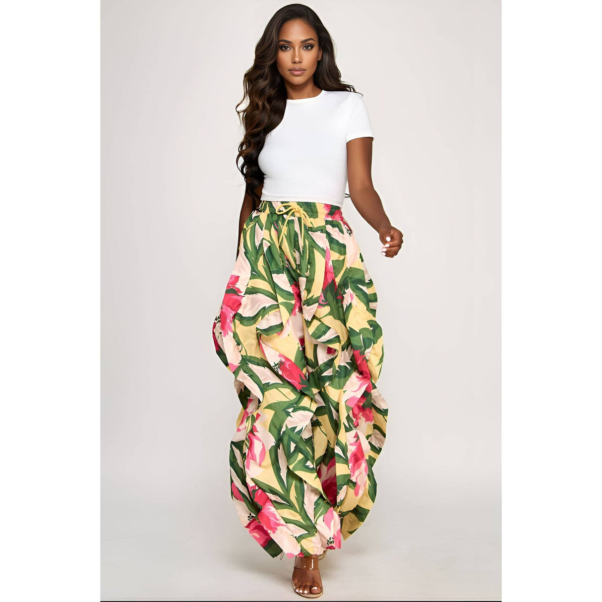 Oversized Wide Leg Ruffle Jogger Pants