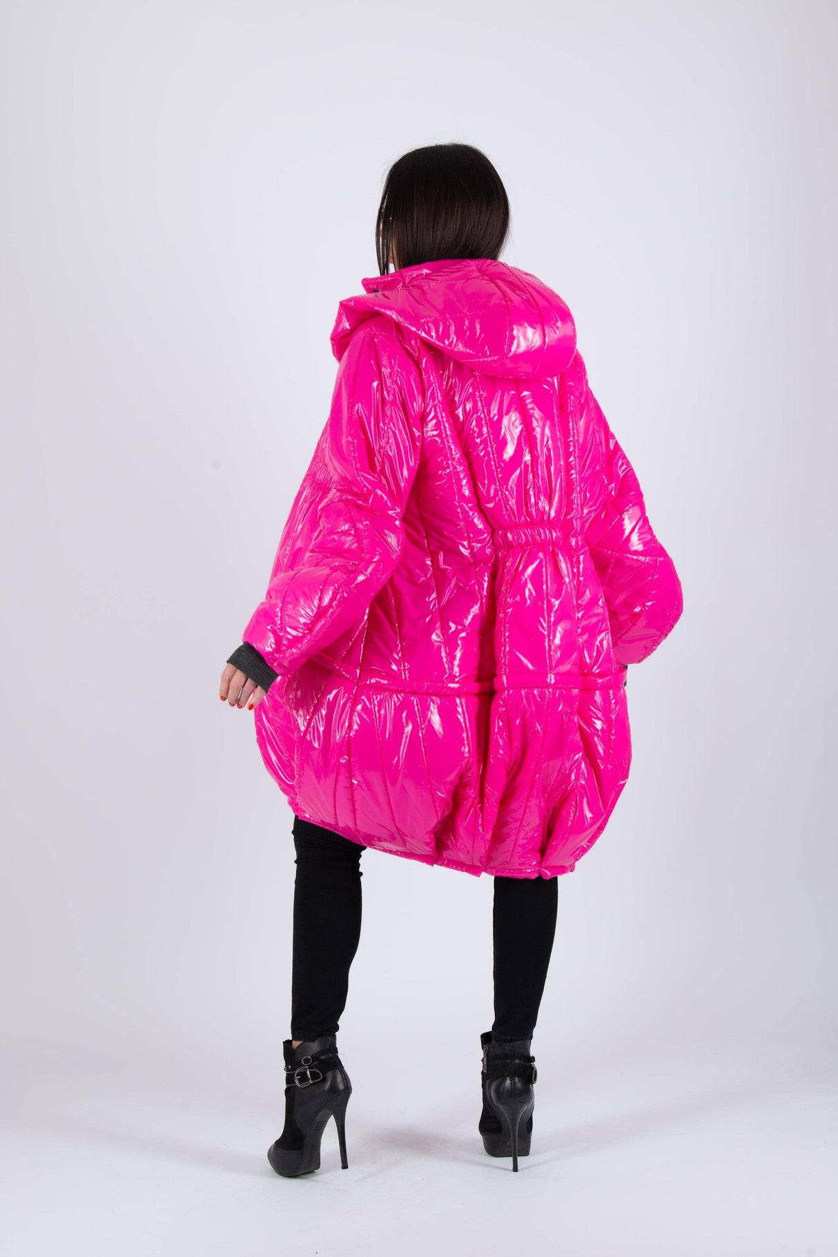 Hot Pink Women Loose Autumn Winter Puffer Coat DONNA