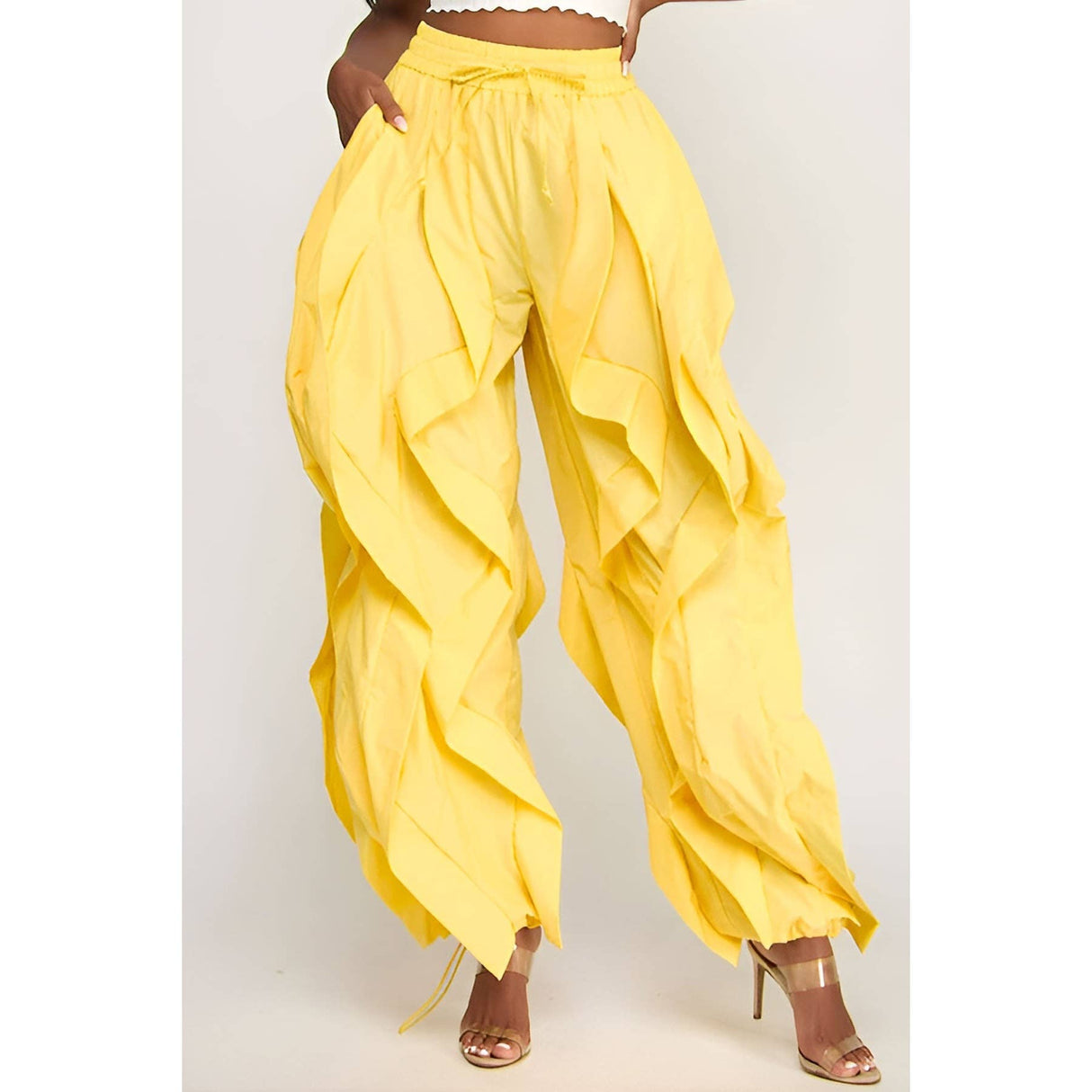 Oversized Wide Leg Ruffle Jogger Pants