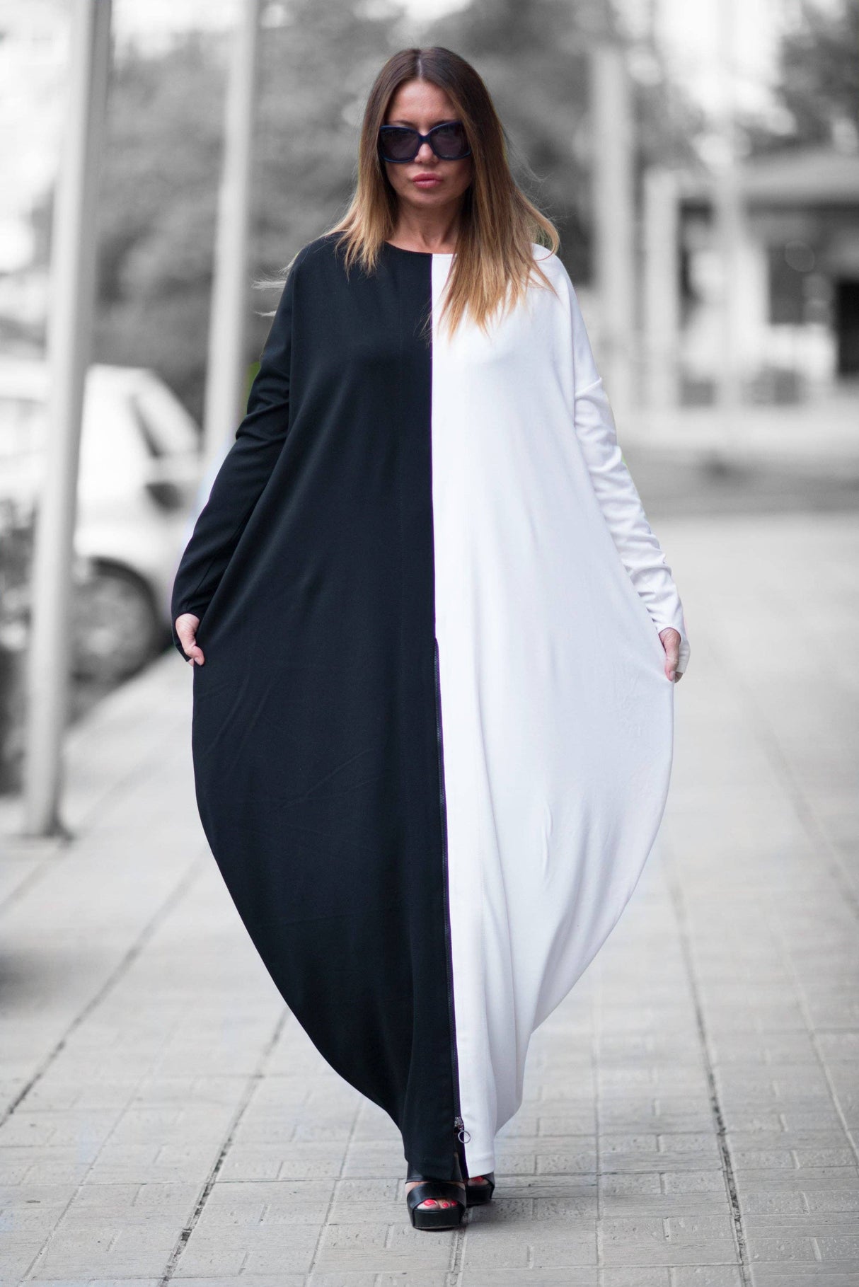Black and White Cotton Dress WENDY