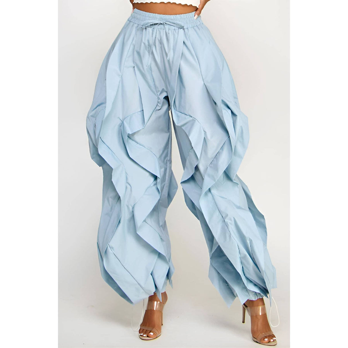 Oversized Wide Leg Ruffle Jogger Pants