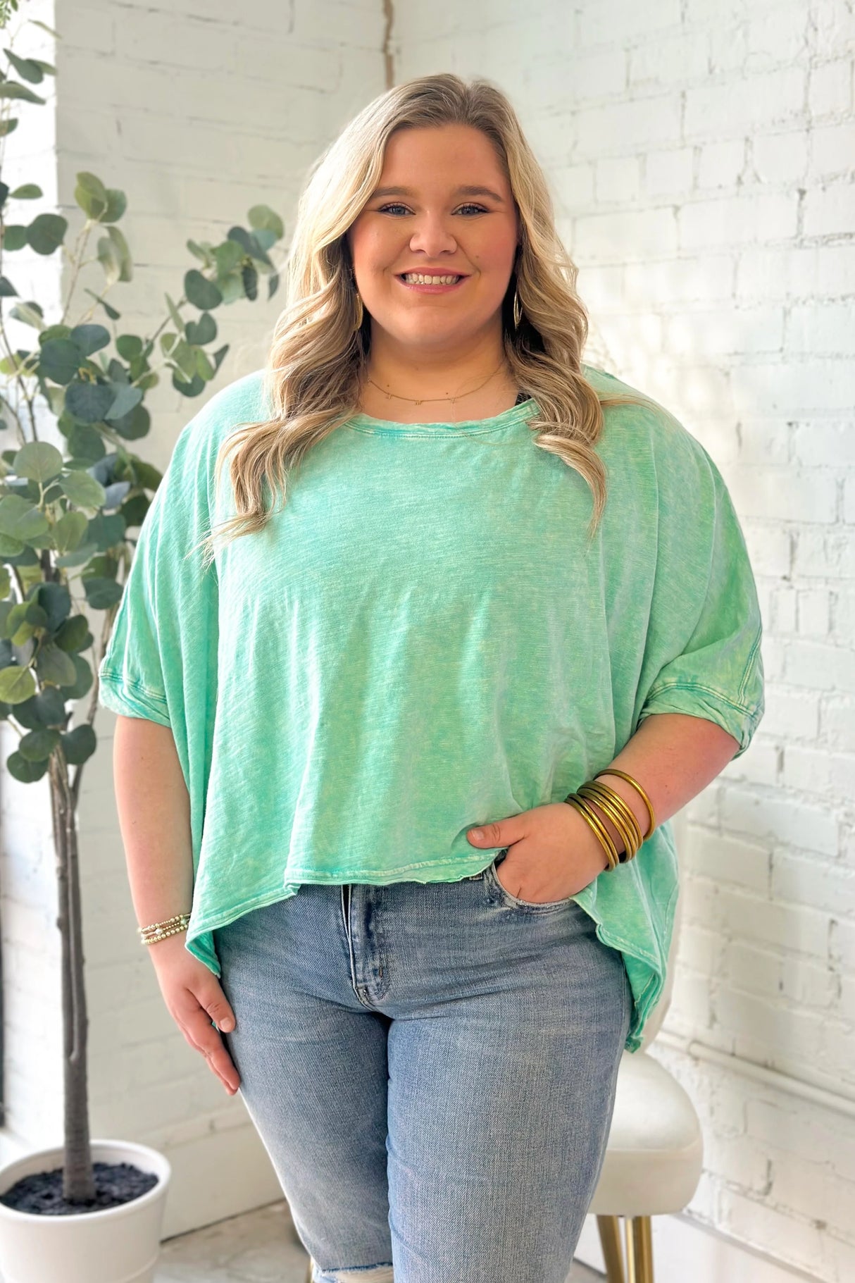 ET1613 WASHED TWIST BAND TOP