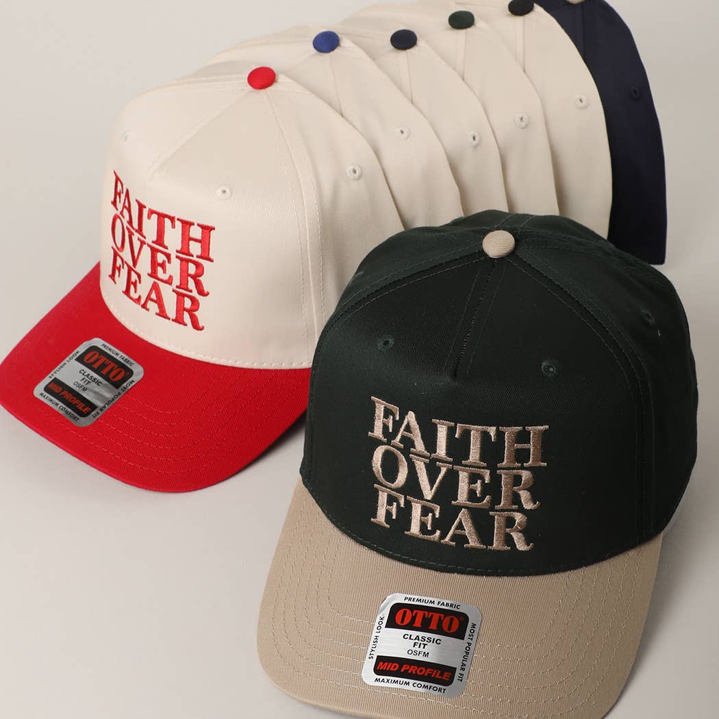 FAITH OVER FEAR Embroidered Trucker Hat