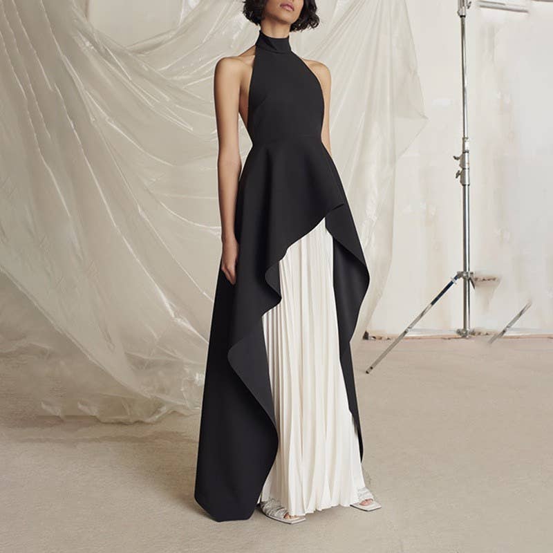 SET090 Autumn Chic: Halter Top & Pleated Skirt