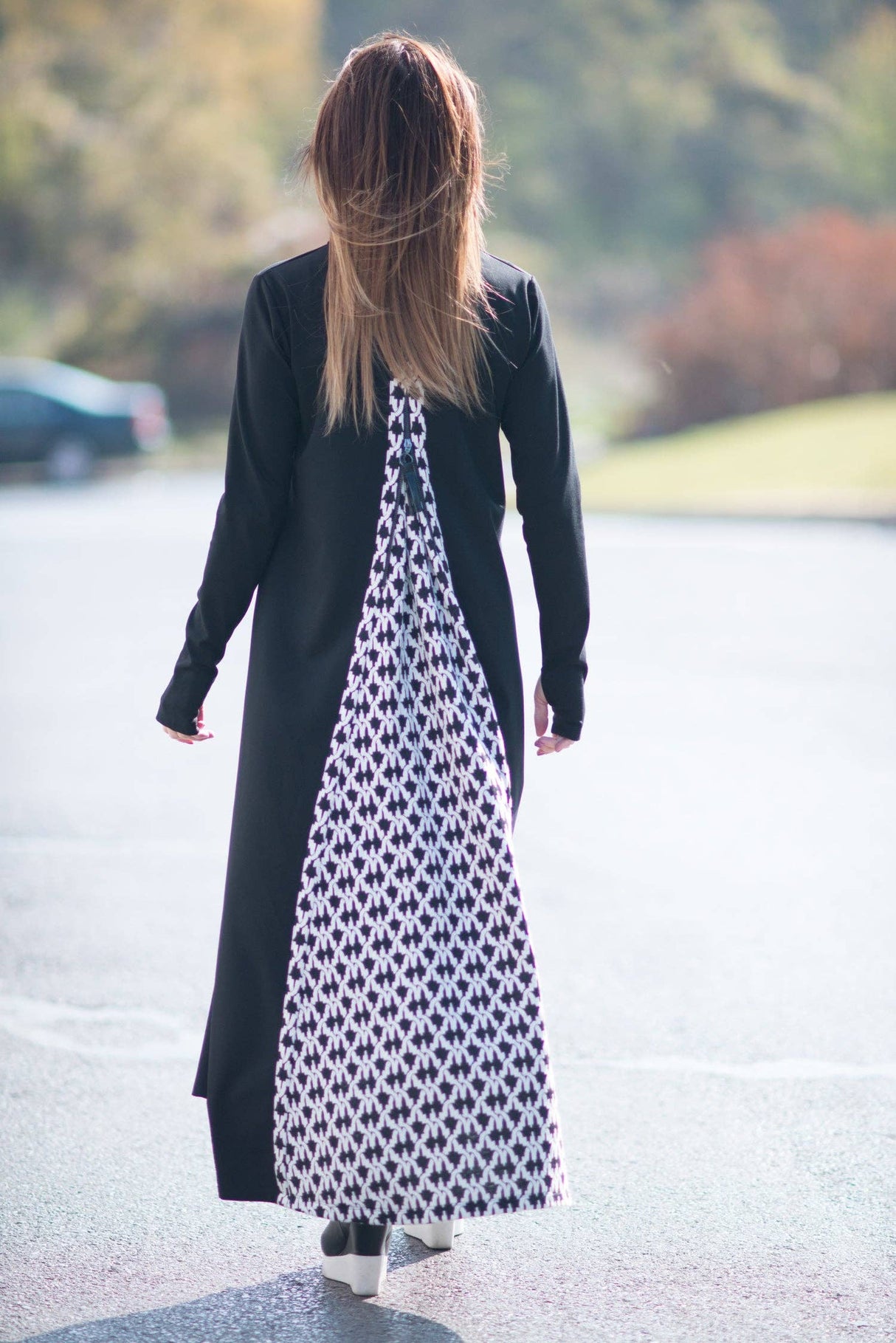 Black Long Plaid Winter Dress ROSA