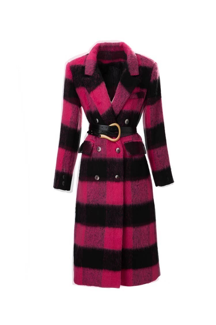 CT79 Women's Autumn/Winter Casual Warm Plaid Wool Coat
