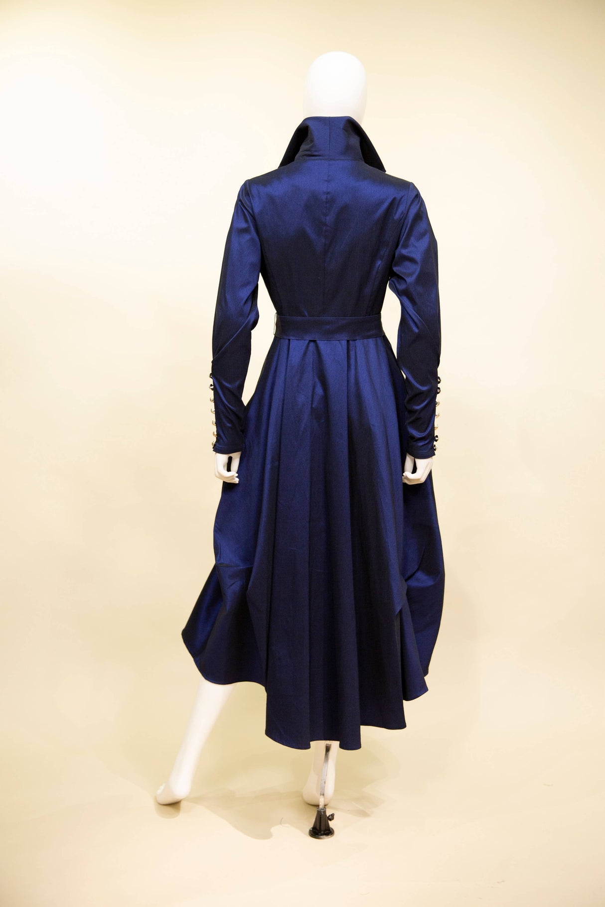Stretch Dupioni Sculptural Zip Pleats Dress - F23011