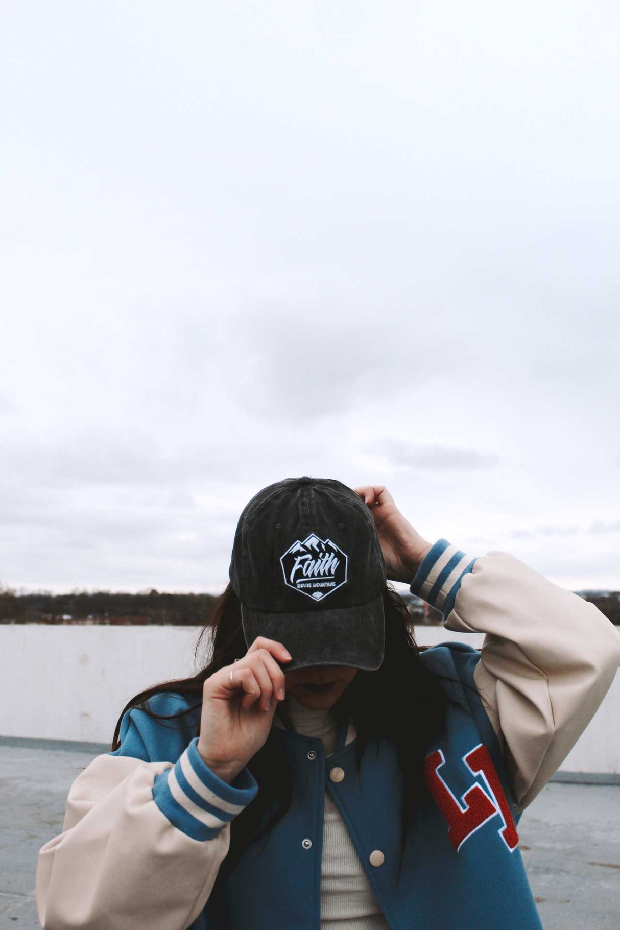 Hat -  Gray - "Faith Moves Mountains"