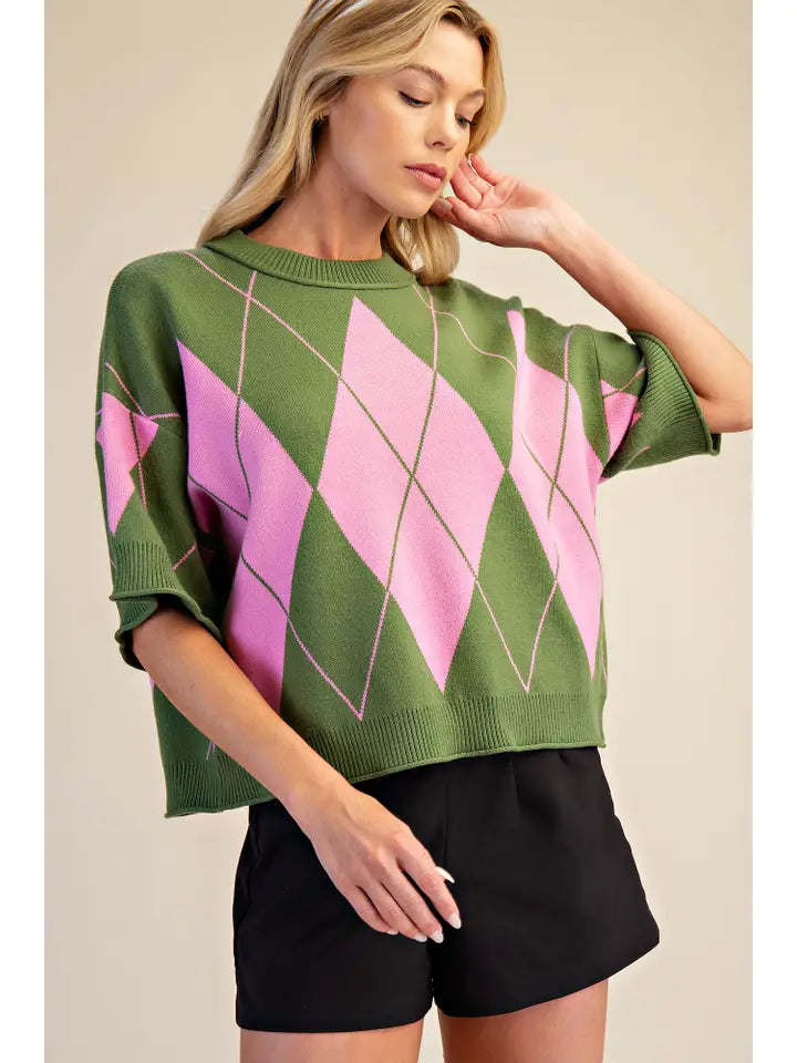 SW8663 Argyle Pattern Sweater