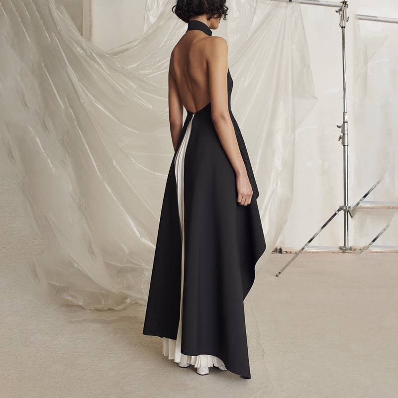 SET090 Autumn Chic: Halter Top & Pleated Skirt