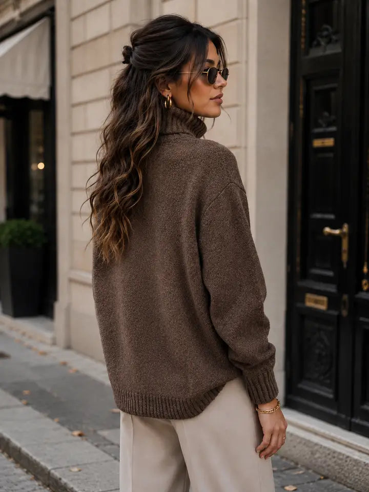 TC-006 Oversized Textured Turtleneck Sweater