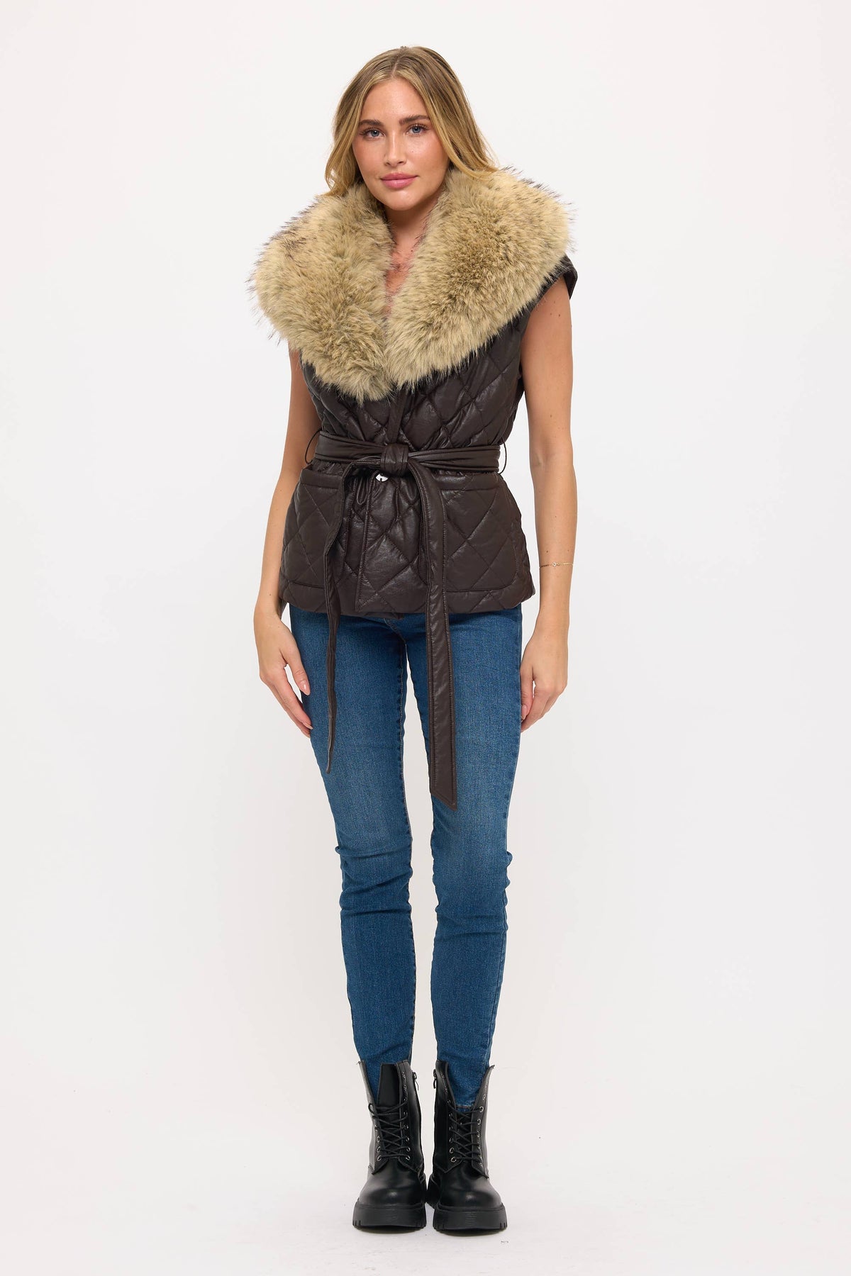 CLALP0157: Sovereign Faux Leather Quilted Vest
