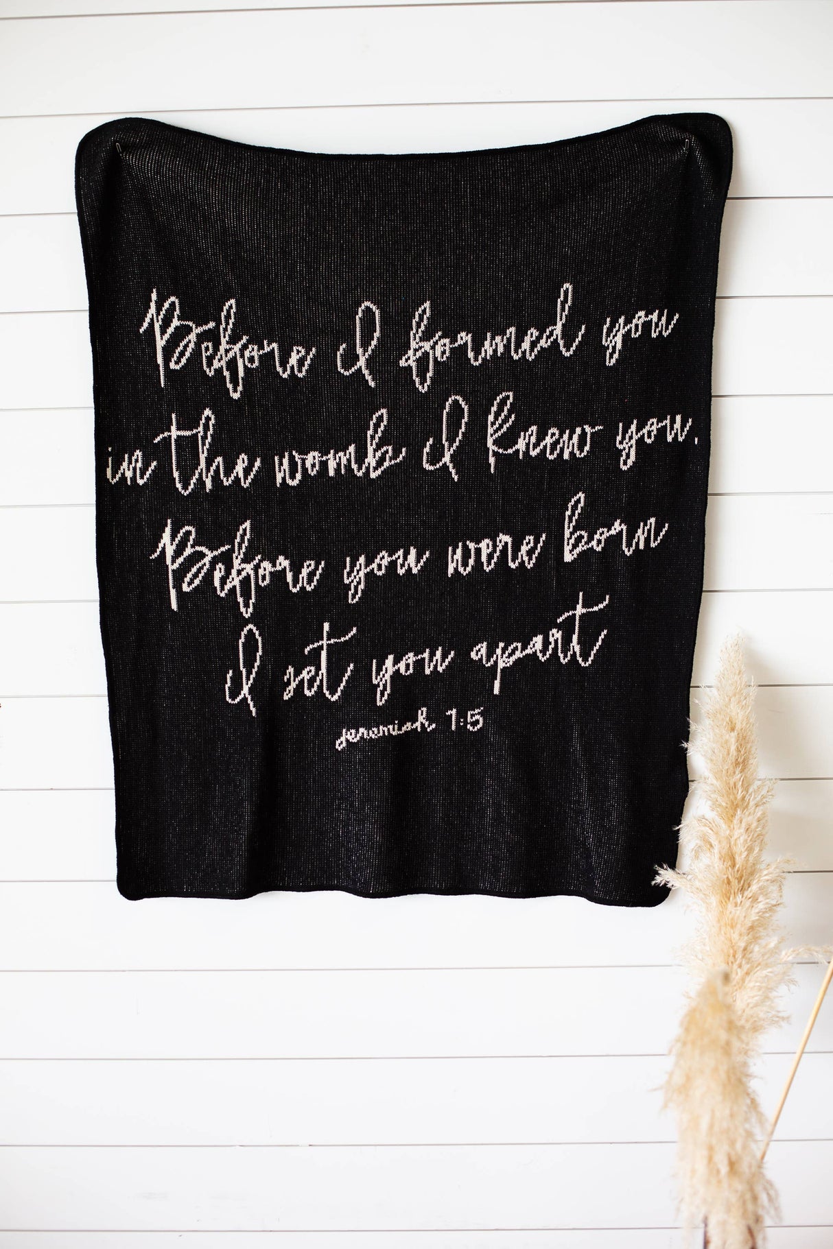 Made in the USA | Jeremiah 1:5 Throw Blanket  | Black: Throw Size 50"x60" / Black