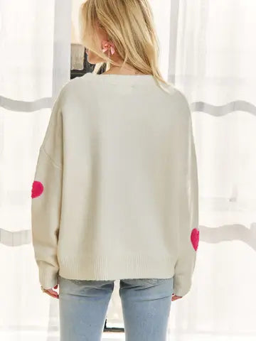 CESW3763 Puff Heart Sweater