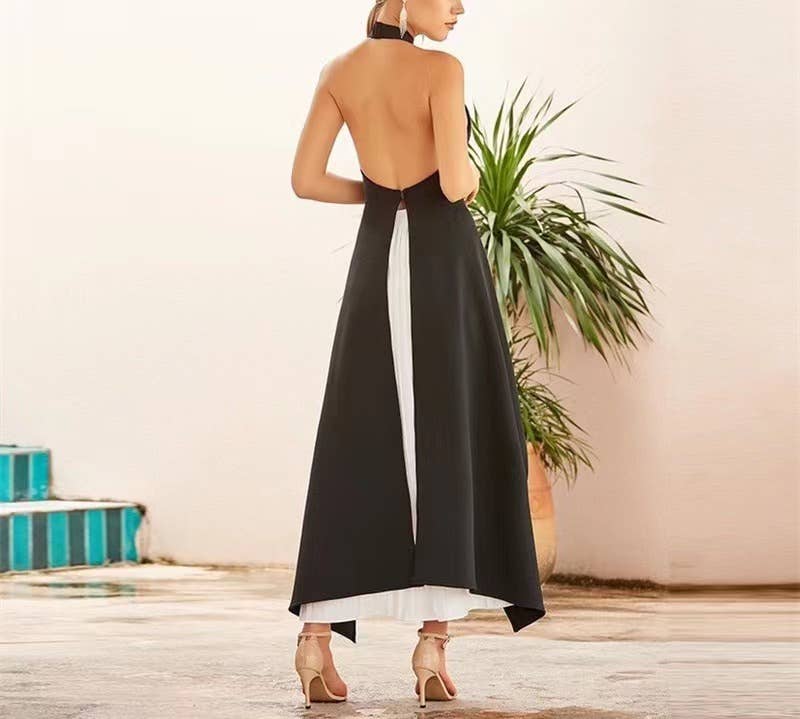 SET090 Autumn Chic: Halter Top & Pleated Skirt