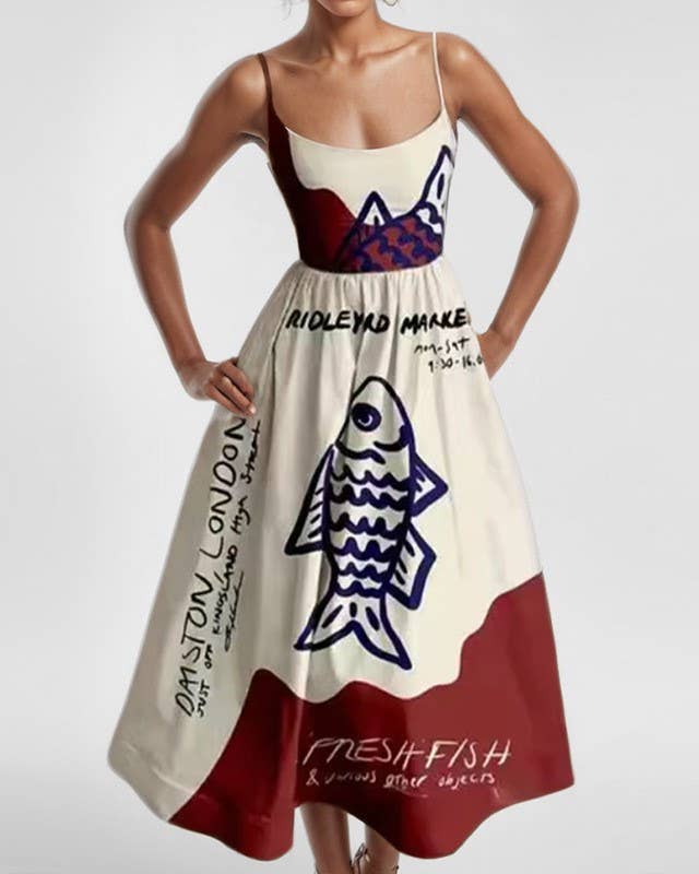 Summer Fashion Prnt Sexy Style Slip Long Dress