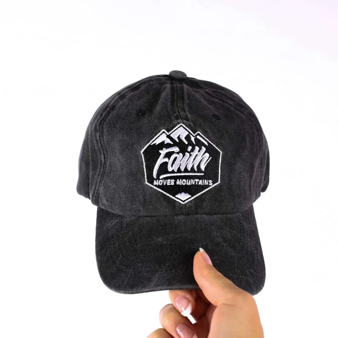 Hat -  Gray - "Faith Moves Mountains"