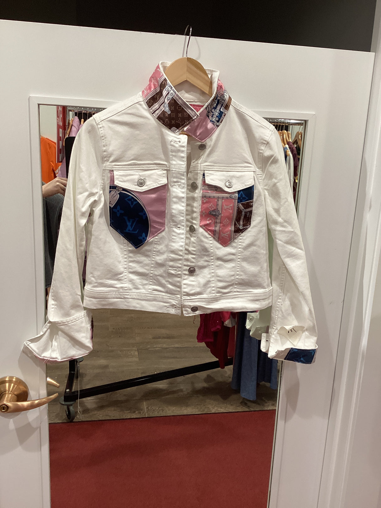 UPCYCLED VINTAGE LV WHITE DENIM JACKET