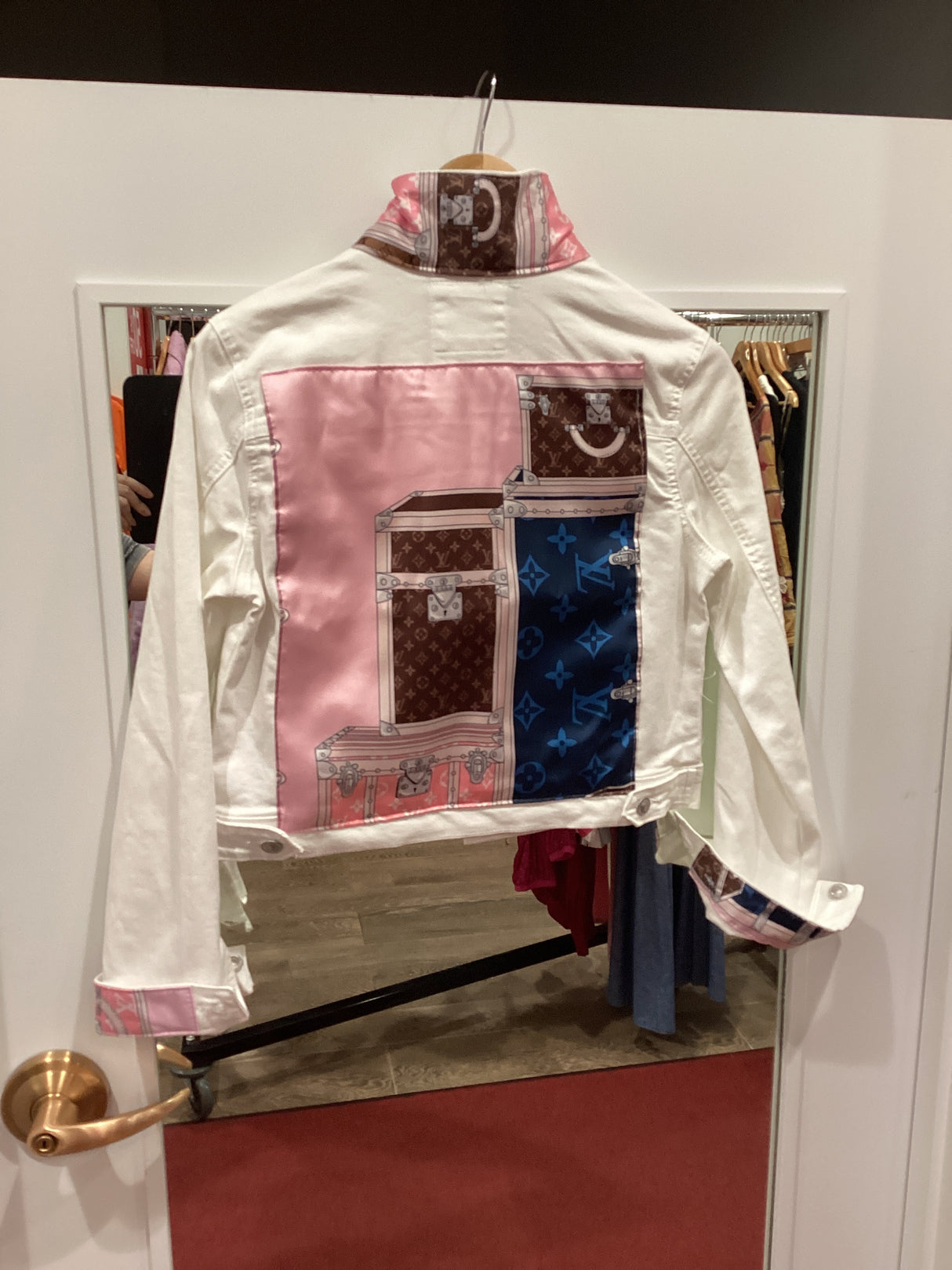 UPCYCLED VINTAGE LV WHITE DENIM JACKET