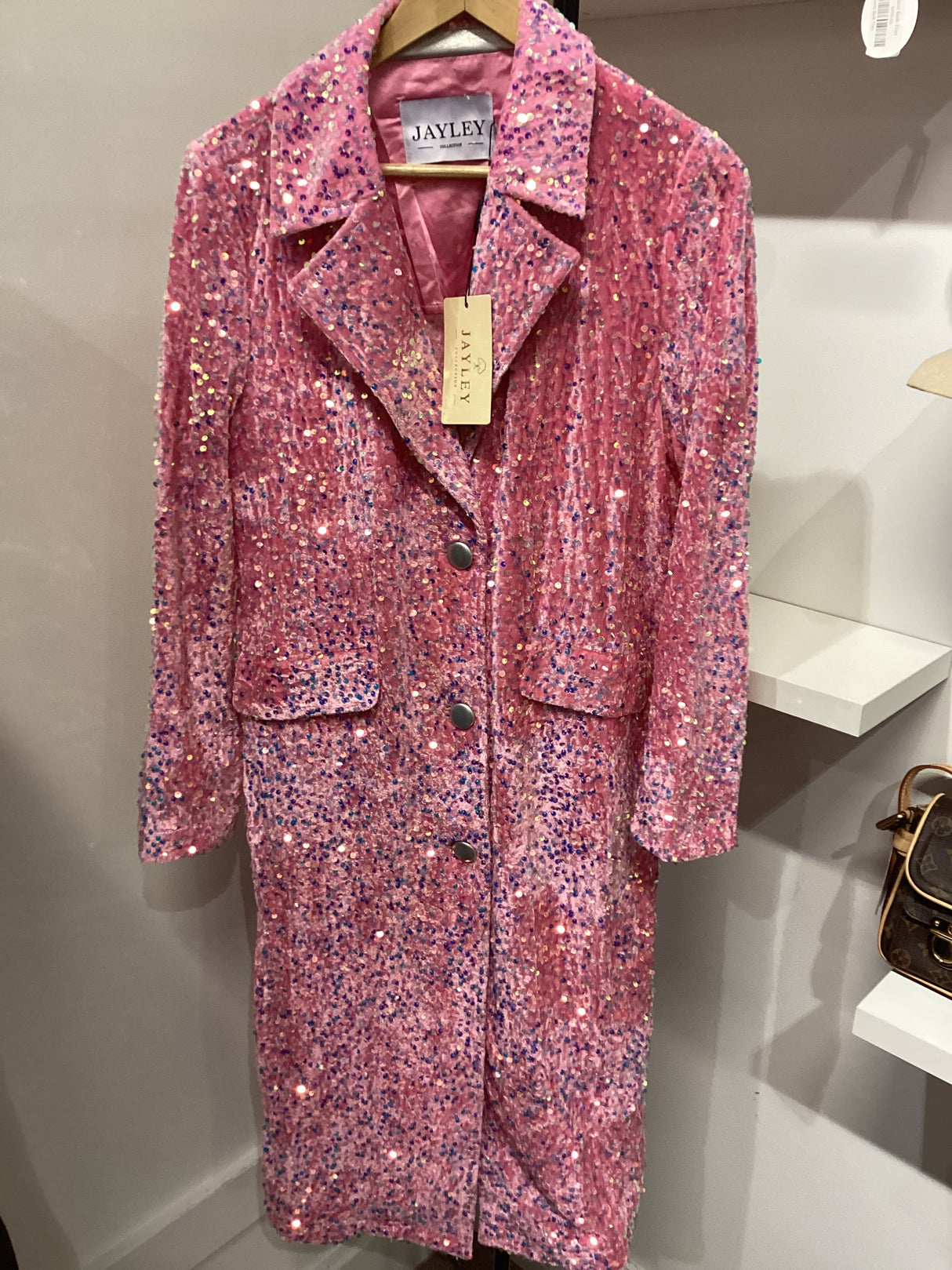 Pink Sequin Trench