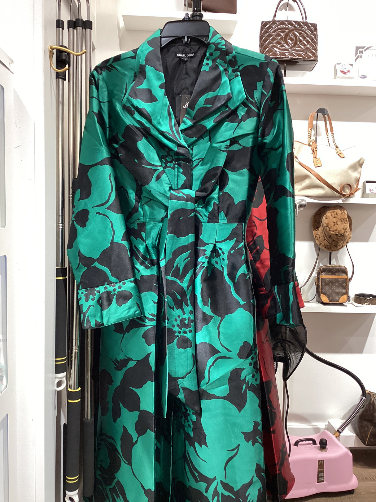 F22041 - BLK GREEN Double Collar Dress