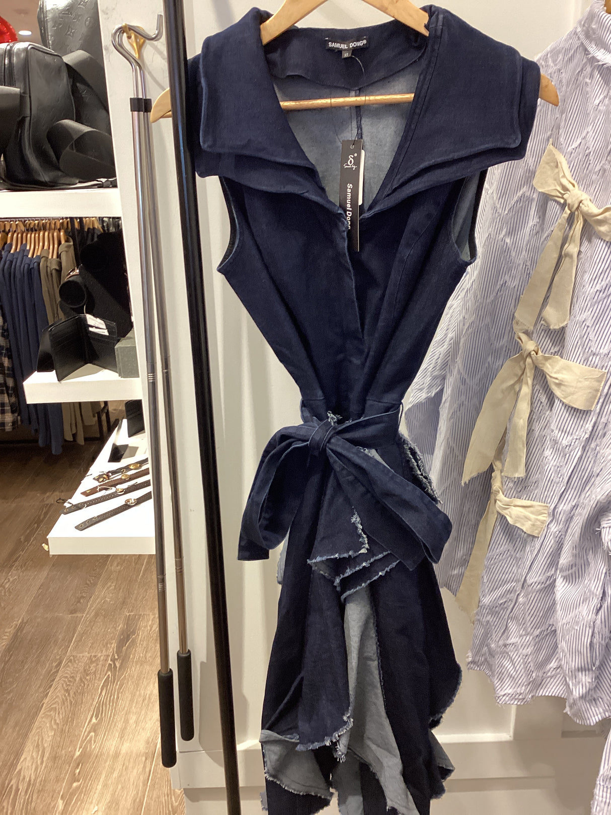 S25024 DENIM RUFFLE DRESS