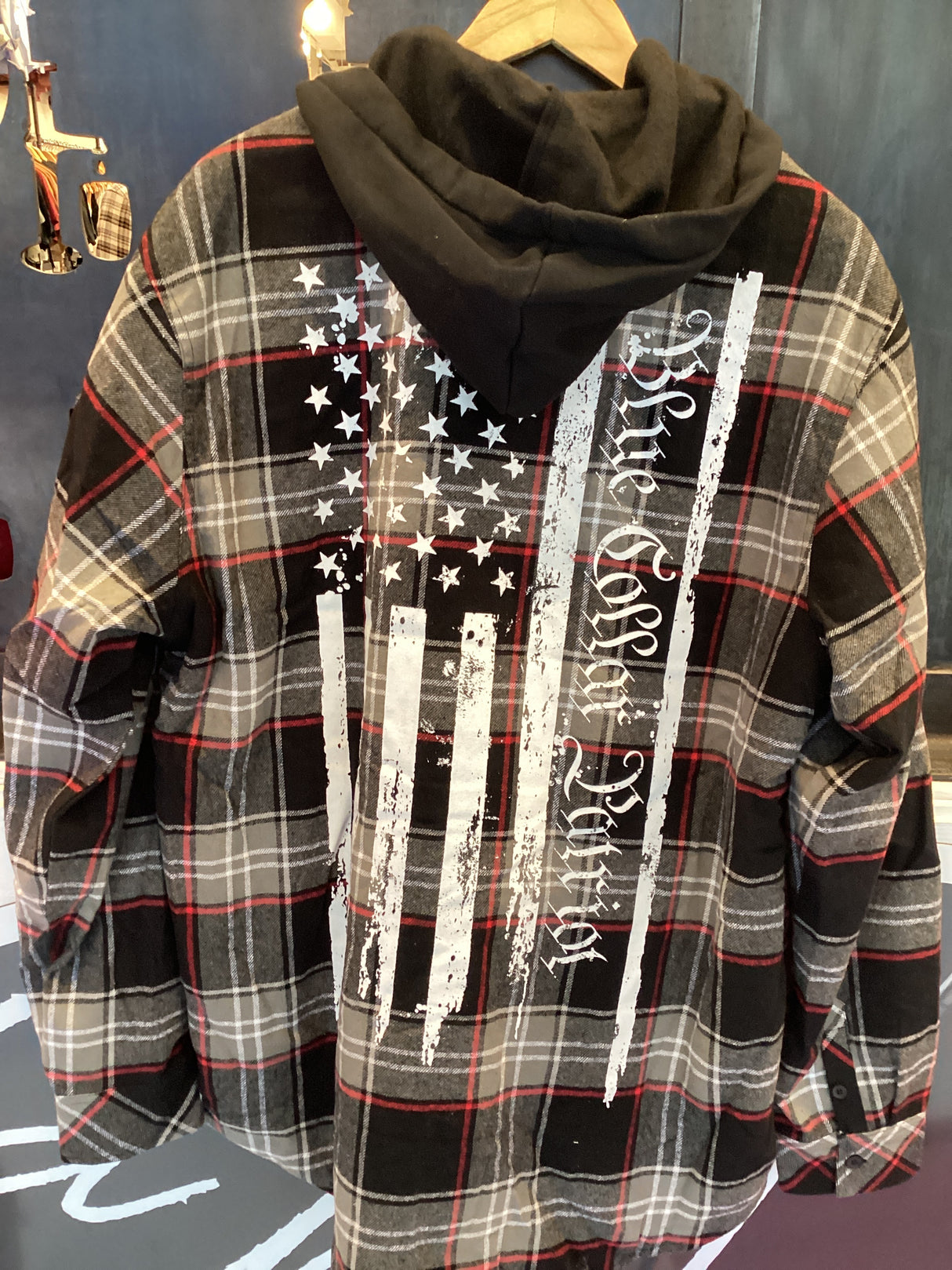 3771WV074 Passchendaele L/S Hooded Flann-Black/Red