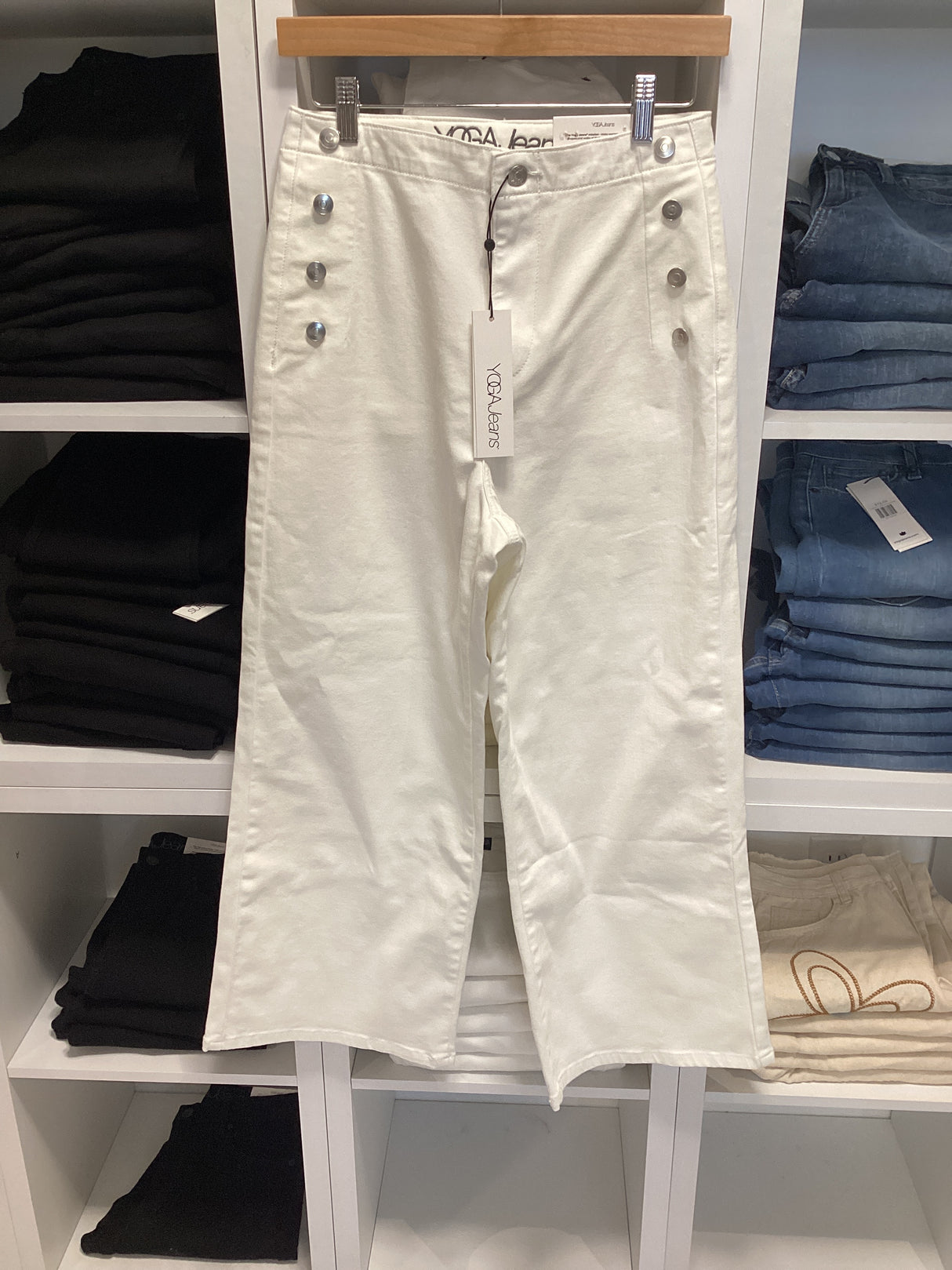 2239-L25-Pearl White-All Lily Wide Yoga Jeans (Save 25% OFF)