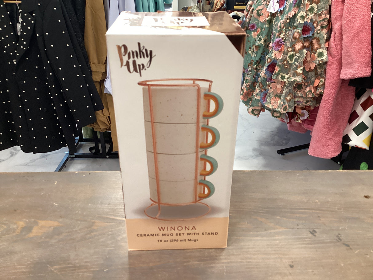 WINONA SET OF 4 MUGS WITH STAND BY PINKY UP