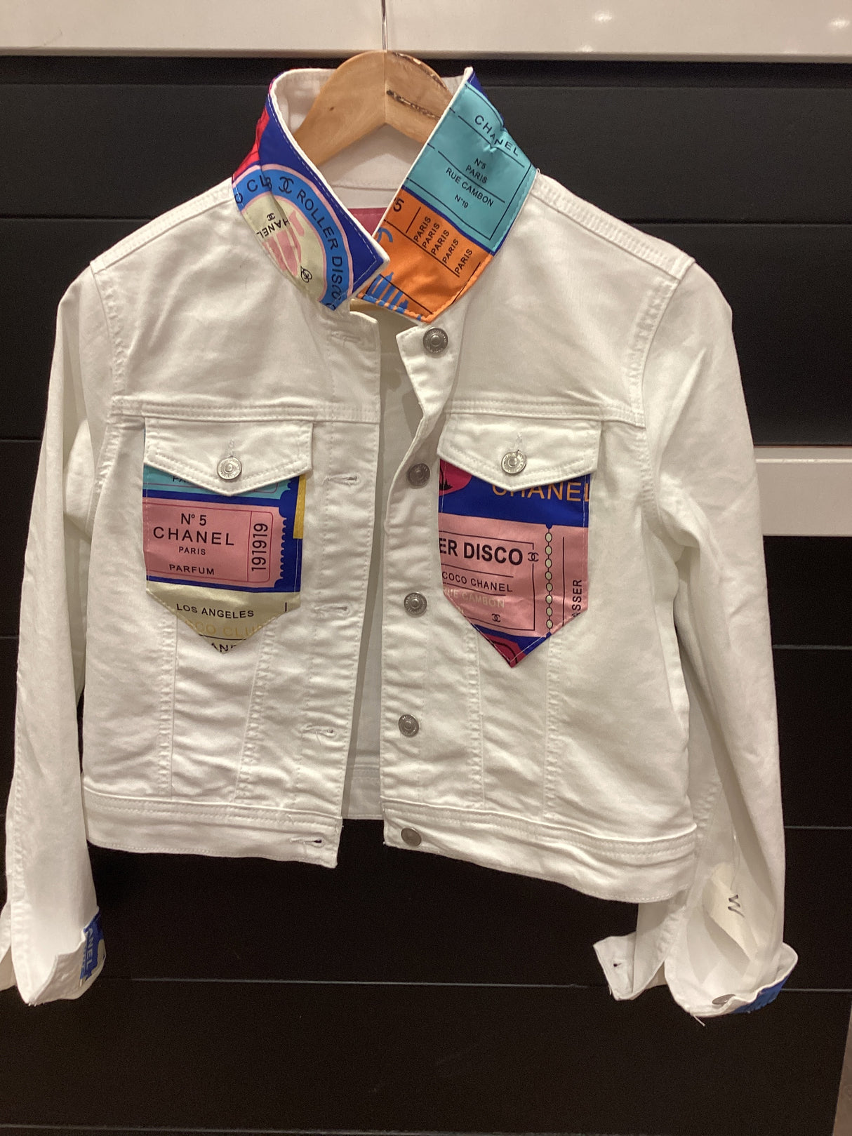 UPCYCLED VINTAGE C WHITE DENIM JACKET