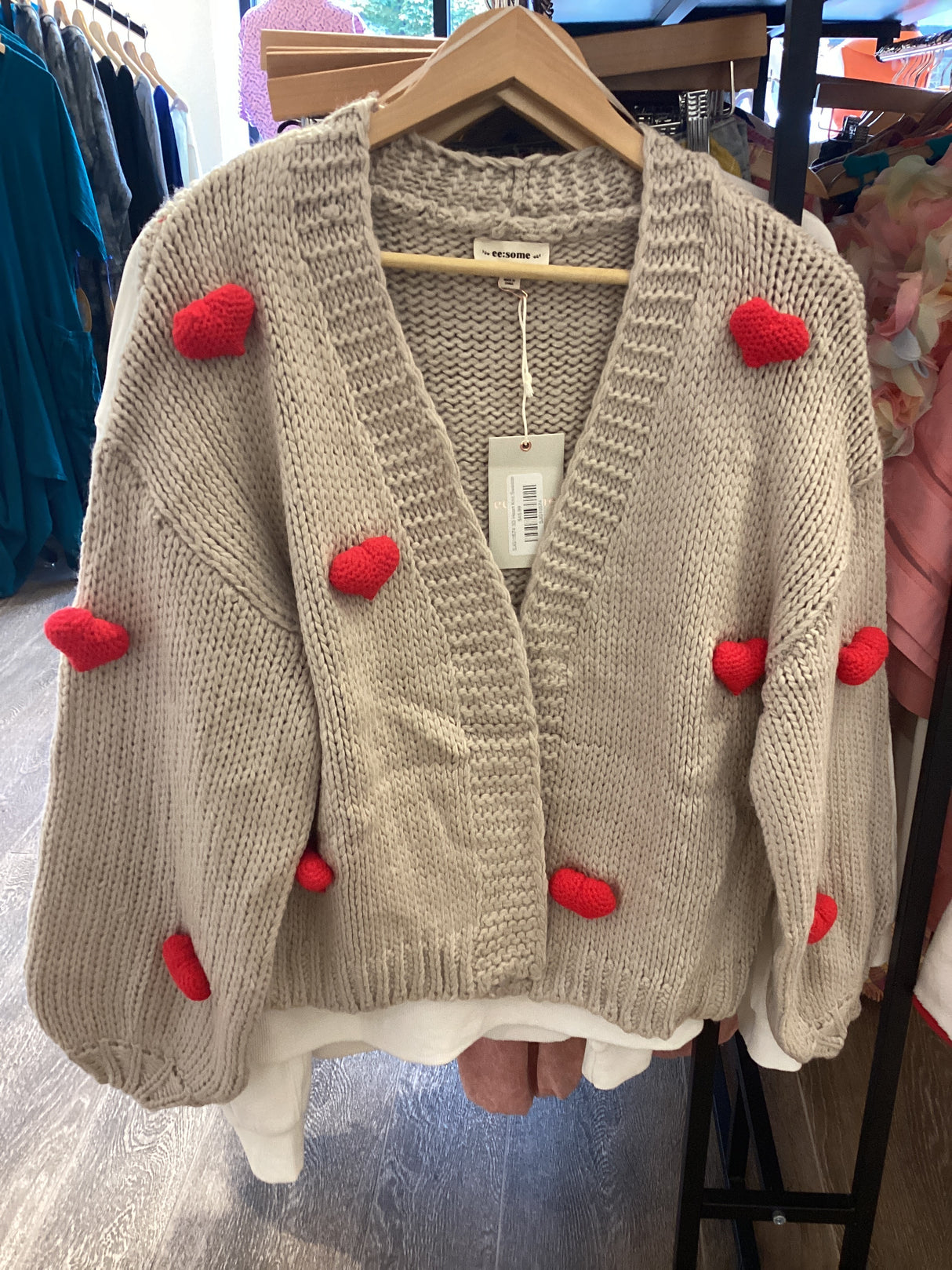 SJG10574 3D Heart Knit Sweater