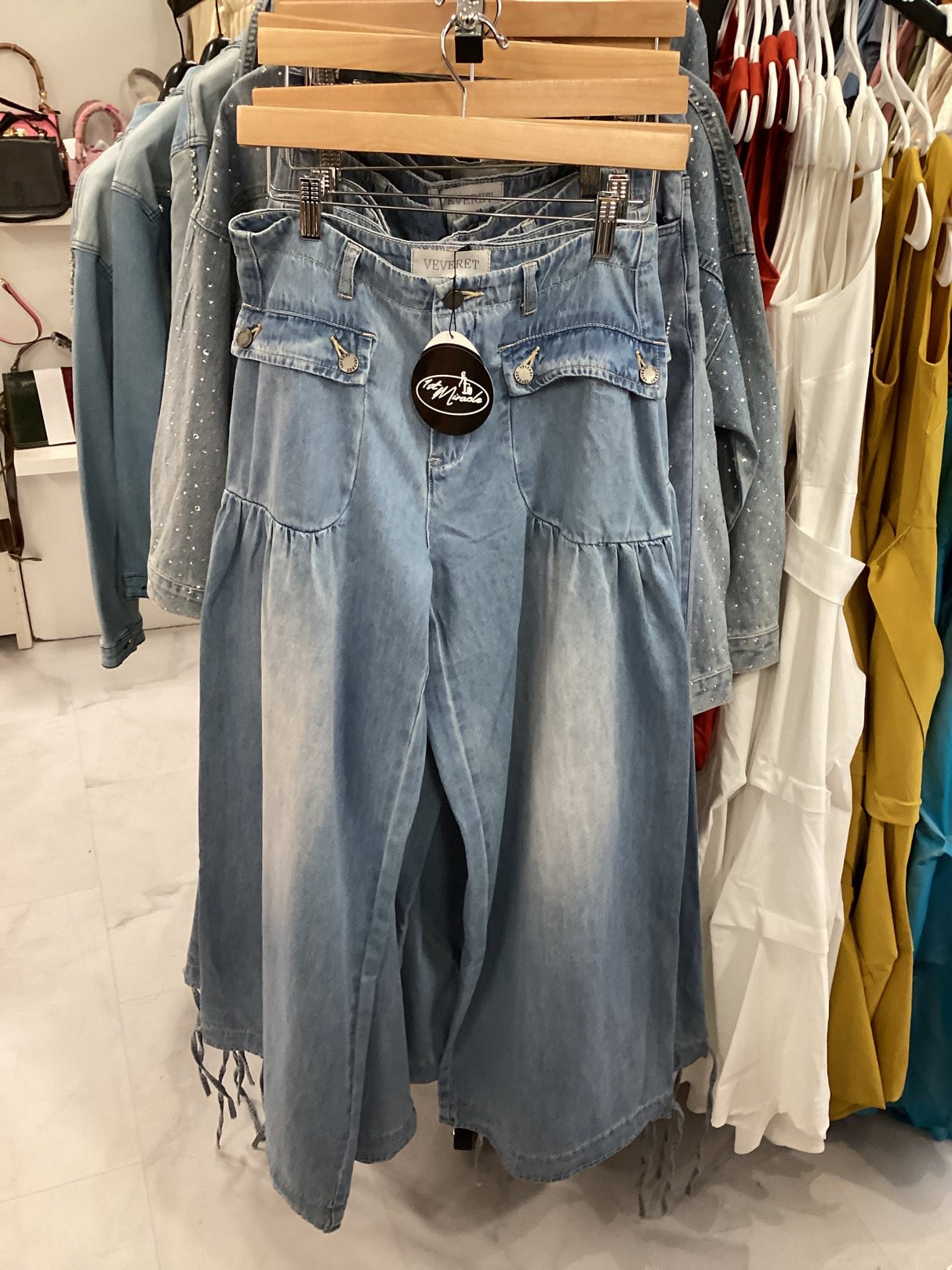 VP71777 Ankle Drawstrings Denim Pants