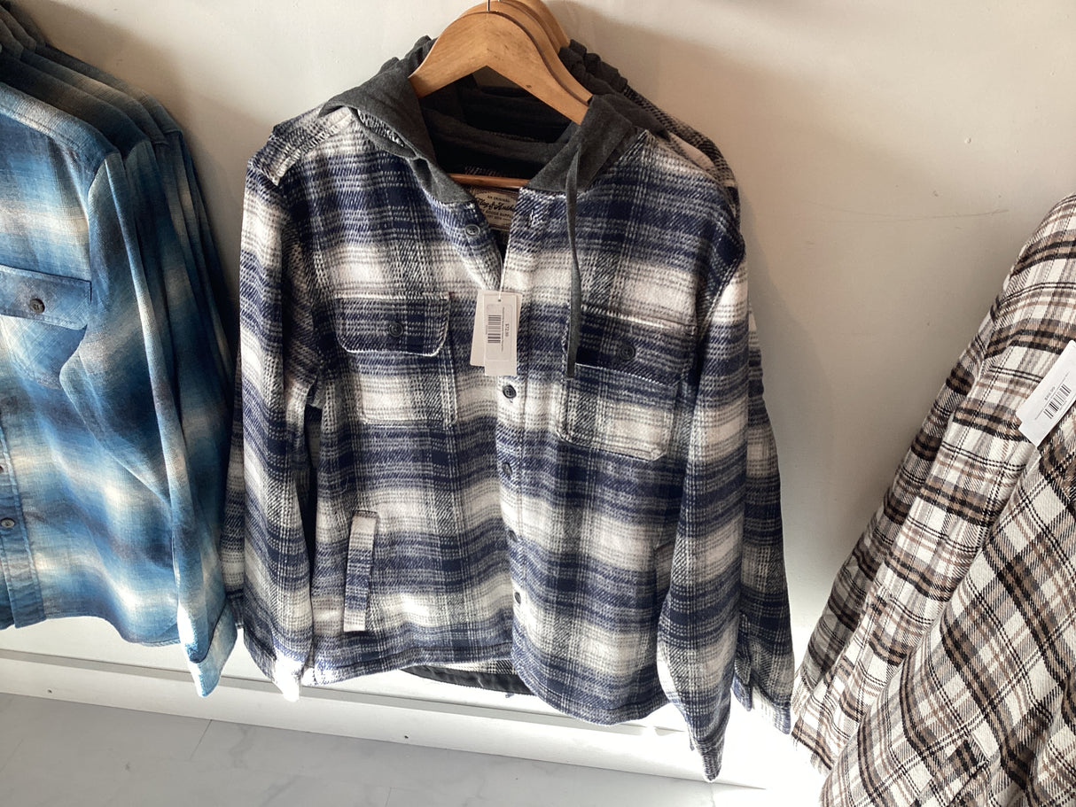 FA230W1538 Sacramento Hooded Flannel Shirt Jacket By Flag and Anthem