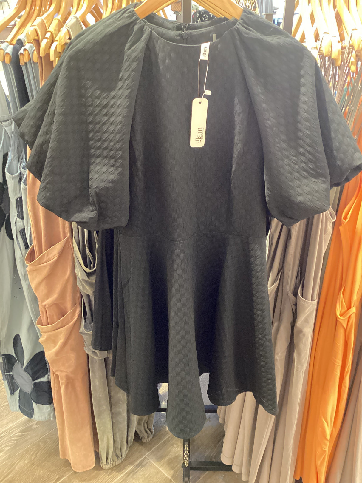 GD6602 Round Neck Puff Sleeve Dress