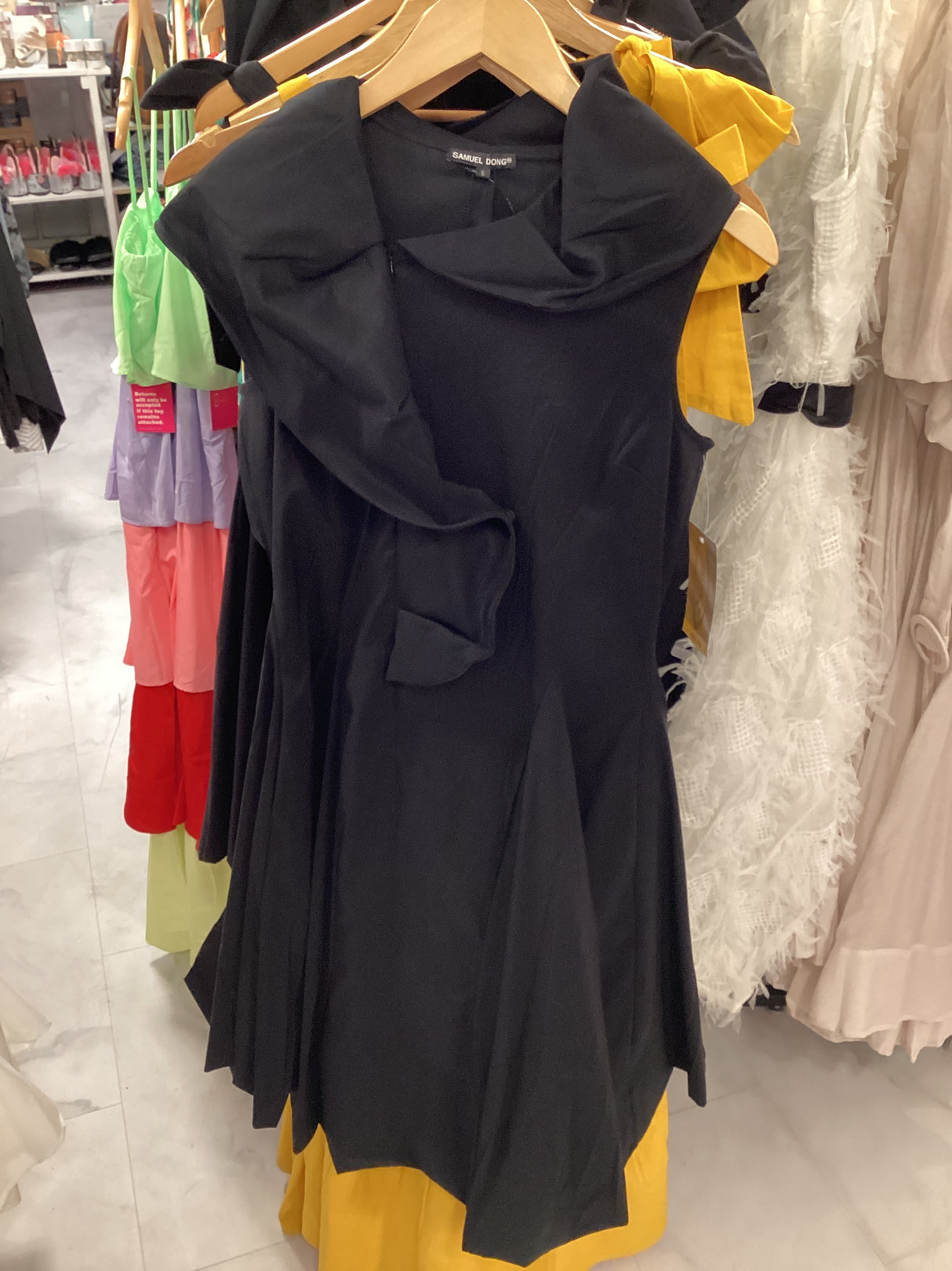 27844 Blk Wired SD Logo Neck Bubble Dress