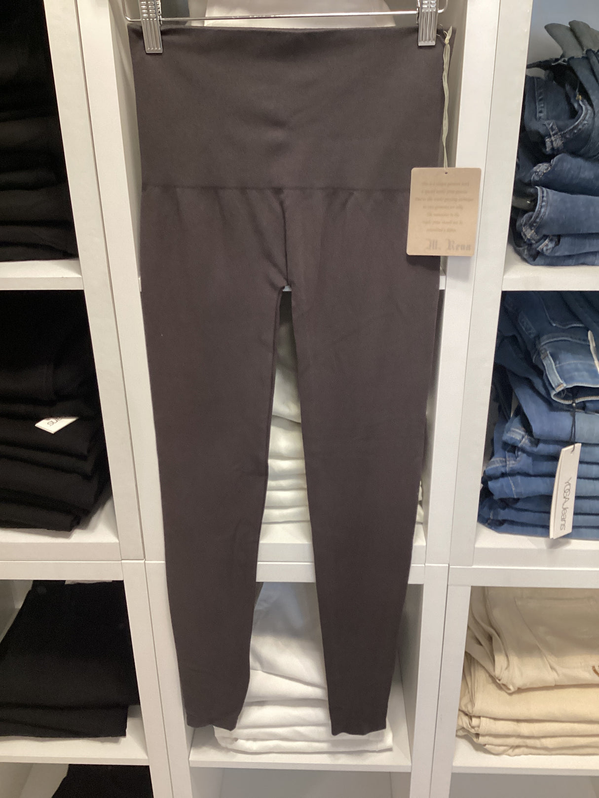 B2361 Tummy Tuck Solid Waist Leggings-Dark Grey