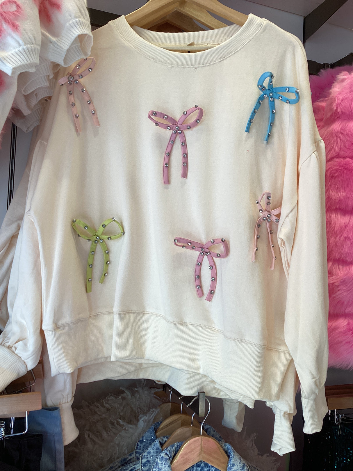 IKT200189-01 Multi Color Bow Oversized Shirt