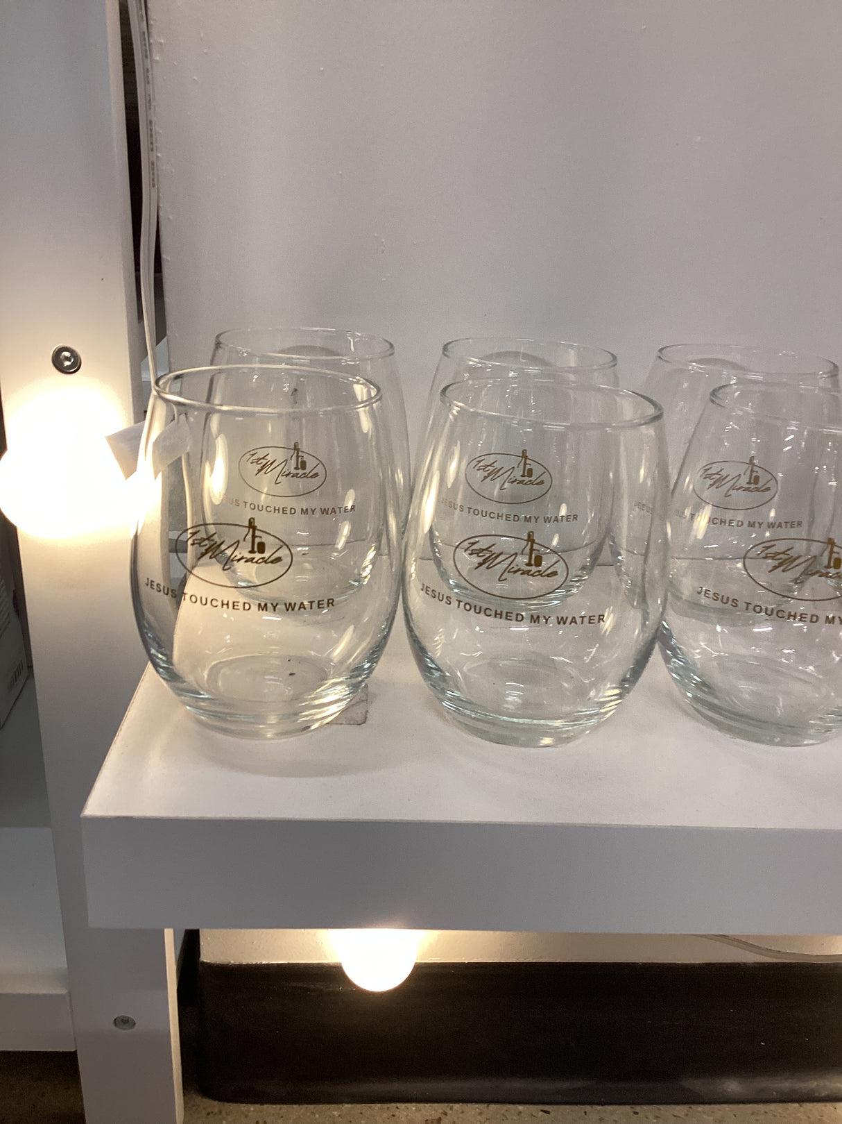 Jesus Touched My Water Wine Glasses-Gold