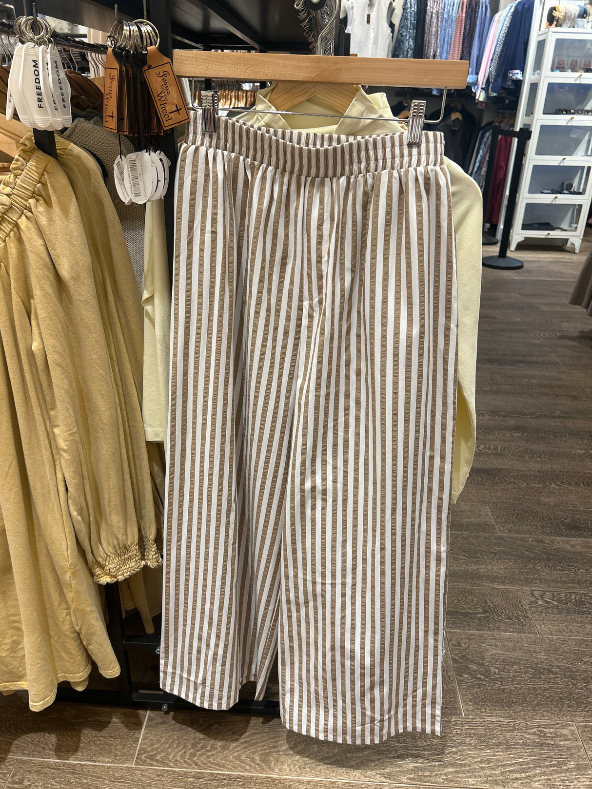 IFP200786-02 Striped Seersucker woven wide leg pants