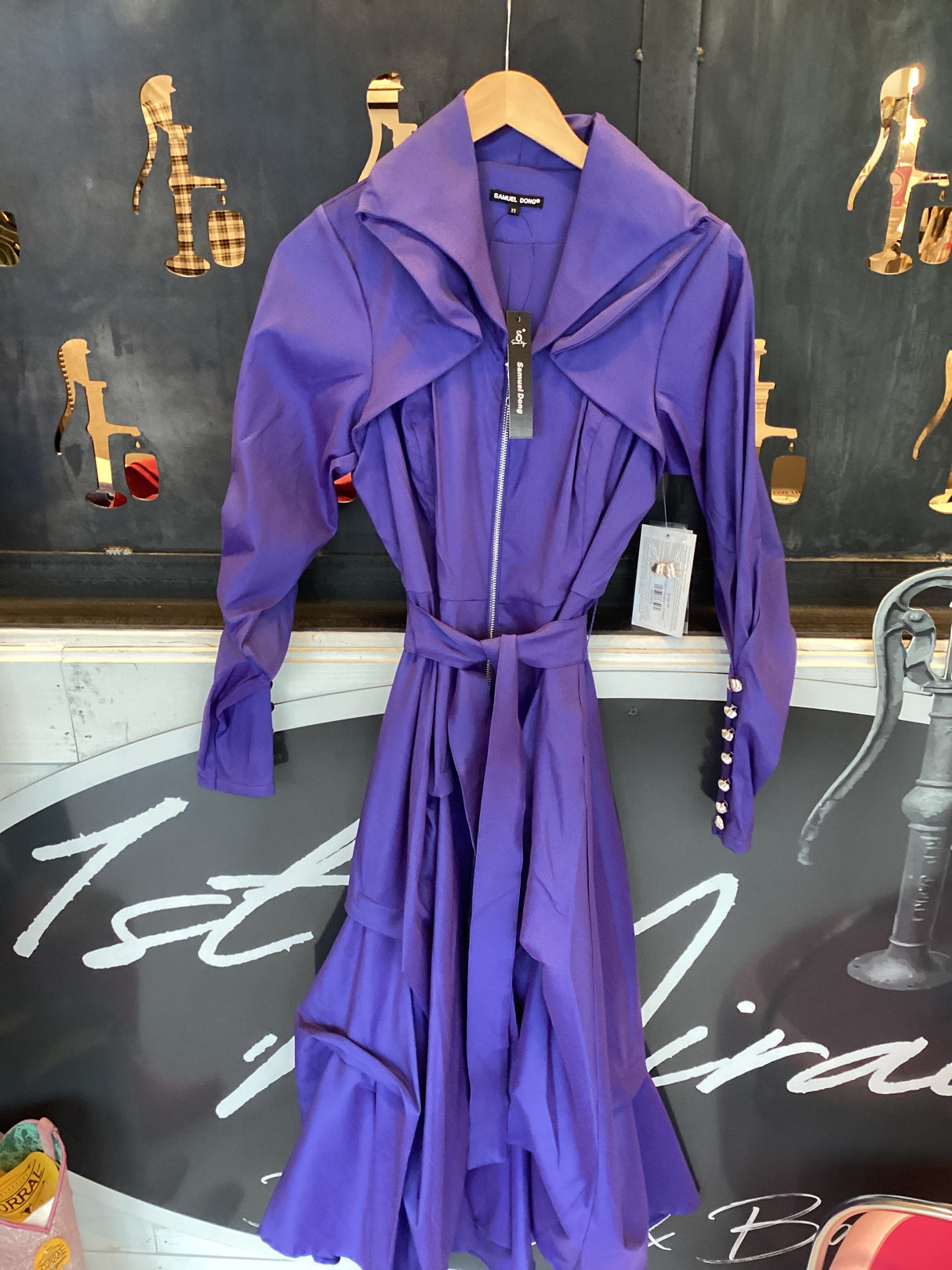 F23011 Duppioni L/S Dress