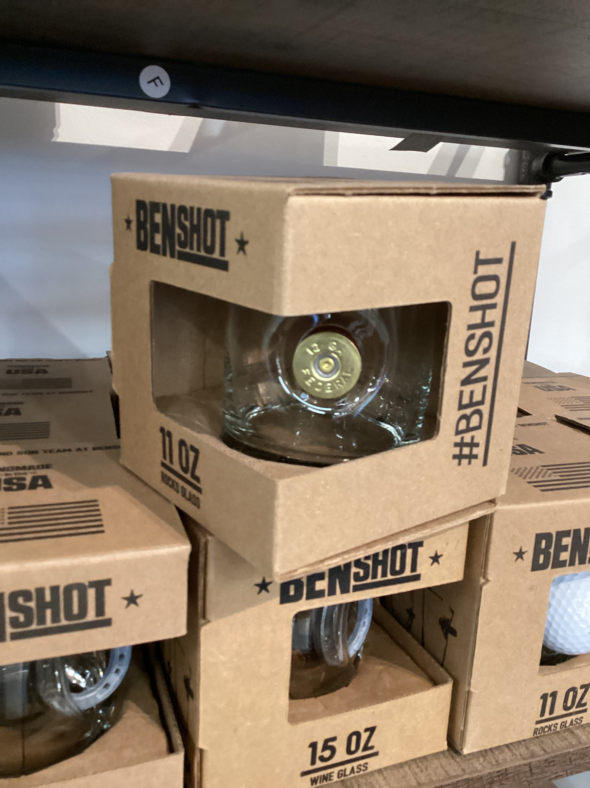 Ben Shot Rock Glass with Shot Gun Shell