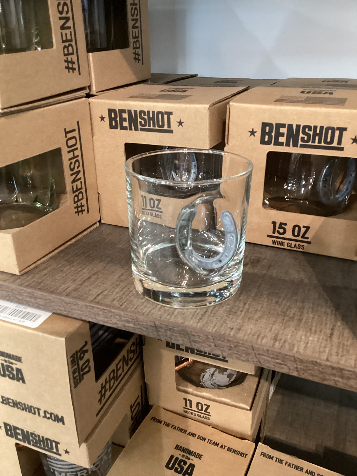 Ben Shot Rocks Glass Horseshoe