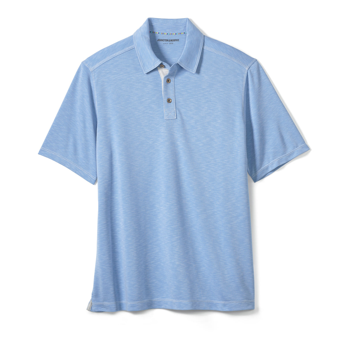 74-2575 Vintage Slub Polo-Light Blue by Johnston & Murphy