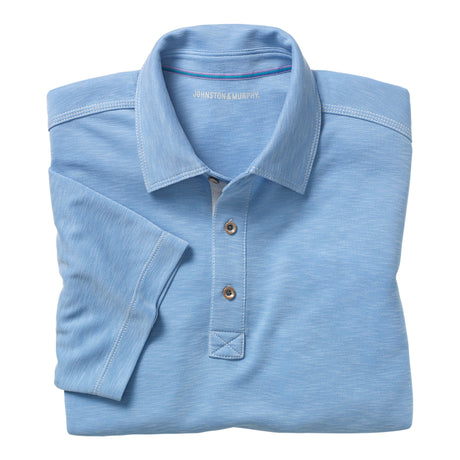 74-2575 Vintage Slub Polo-Light Blue by Johnston & Murphy