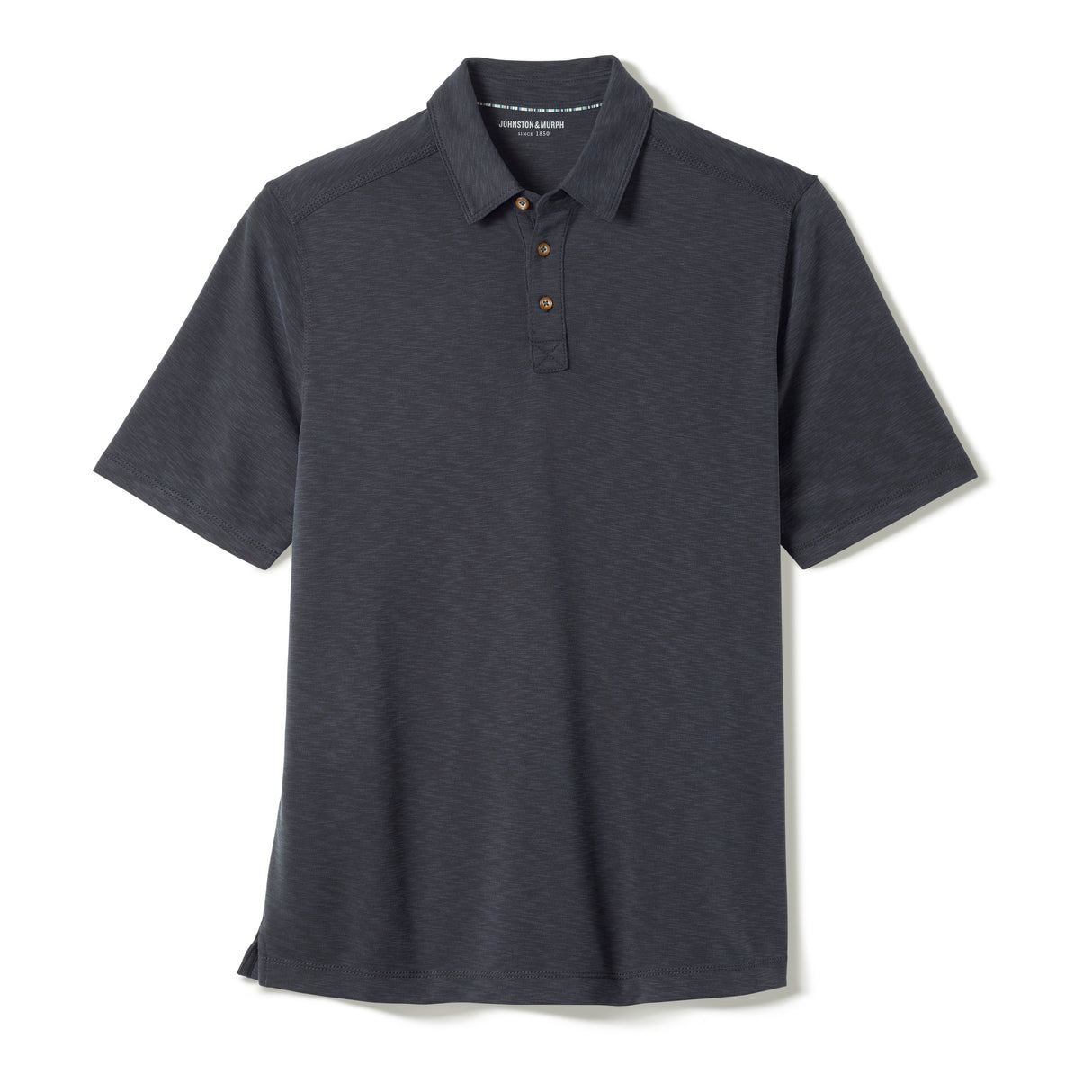 74-9082 Vintage Slub Polo-Black by Johnston & Murphy